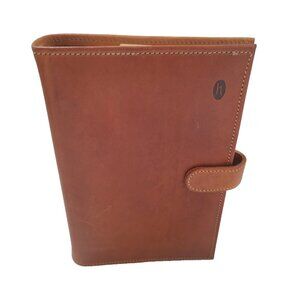 Hartmann Small 5x8 Brown Leather Planner with 6 Ring Binder Snap Closure